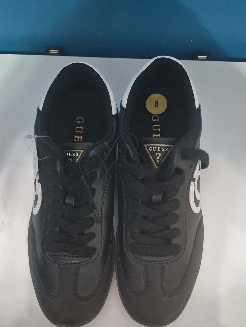 GUESS Men’s Black Sneakers with White Logo Trim
